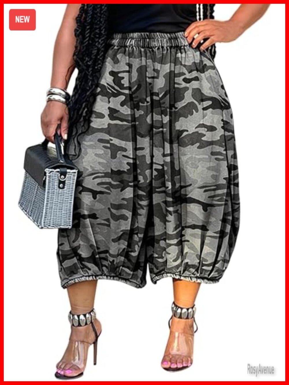 Baggy Camo Cargo Jeans Wide Leg Army Fatigue Cropped Denim Pants Boyfriend